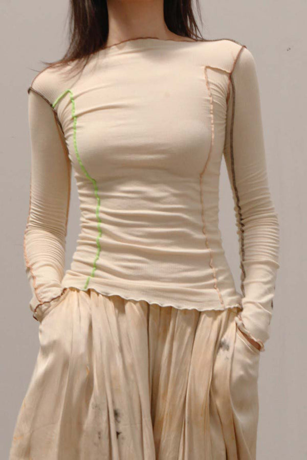 BASERANGE ribbed long-sleeve top TTOML-RB-SP22 ECRU